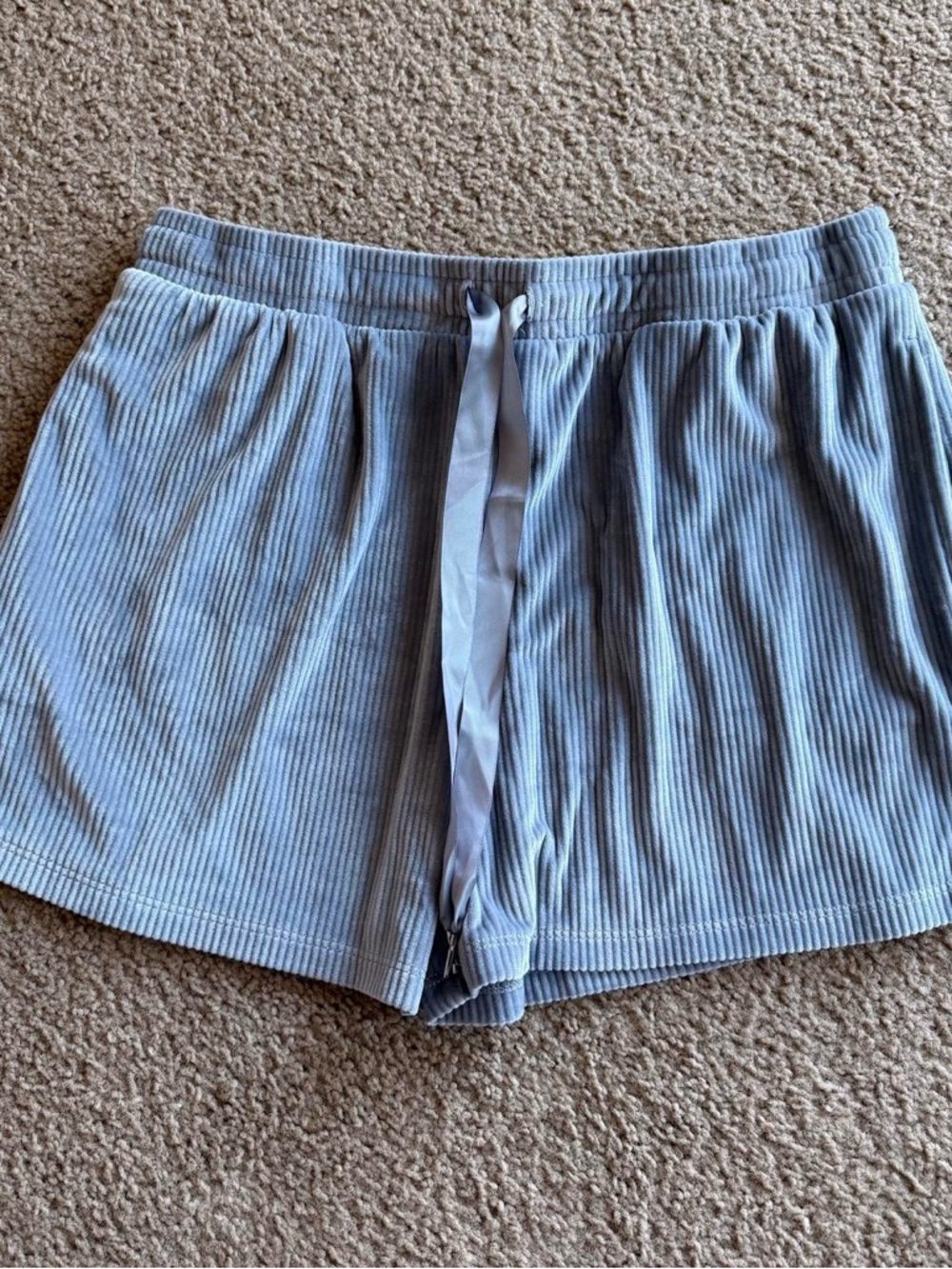 Soft Ribbed Light Blue Women’s Pajama Shorts